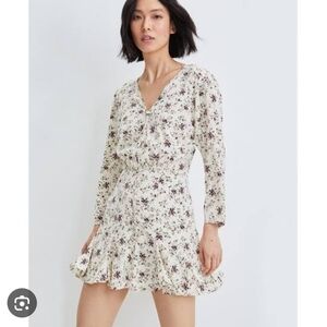 Veronica Beard Riggins Silk Blend Floral Mini Dress, 4, Soft Romantic